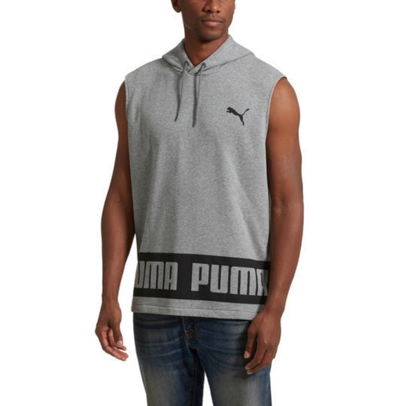 puma sleeveless hoodie mens